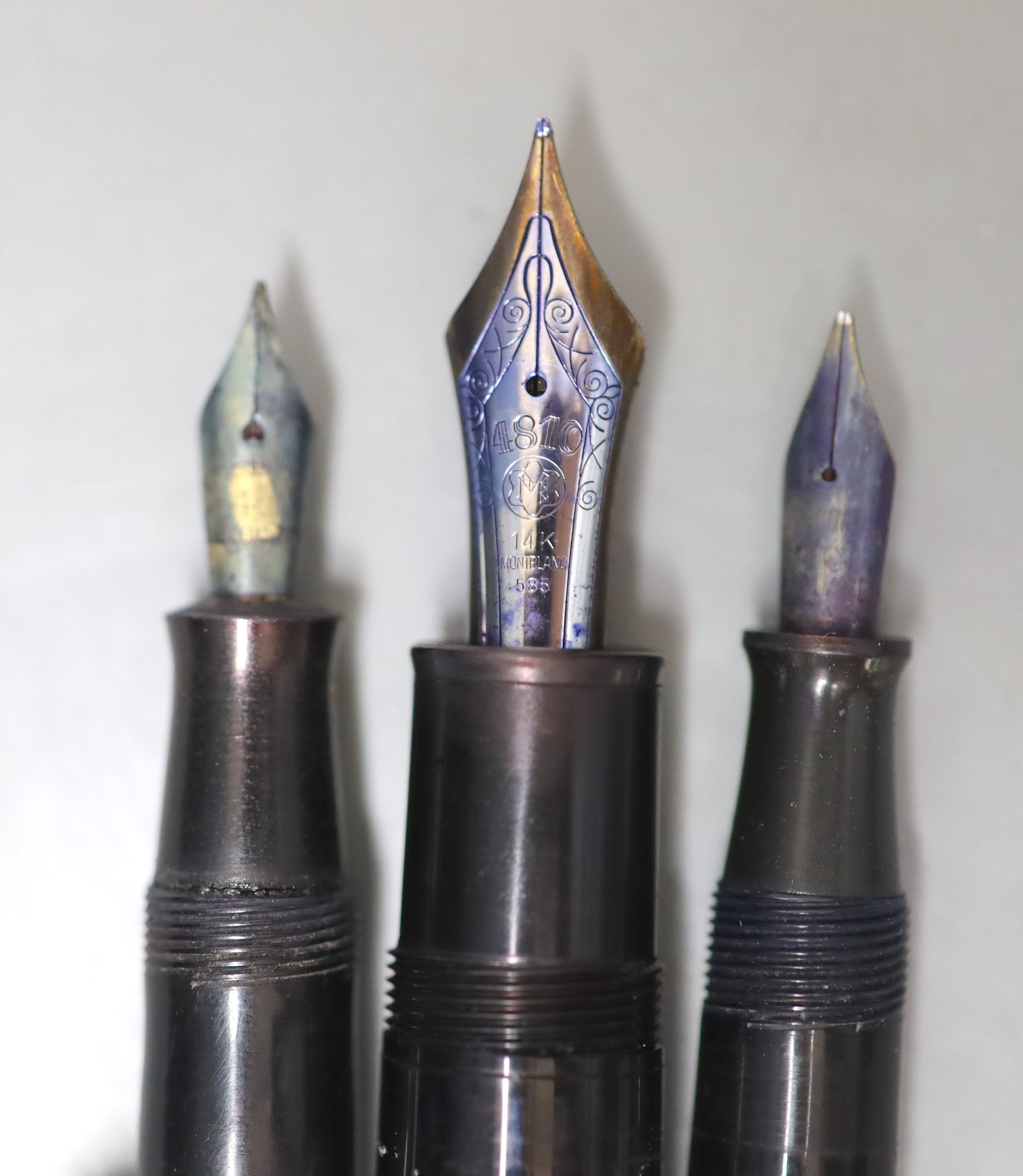 A Mont Blanc fountain pen, 4810 nib and two other fountain pens